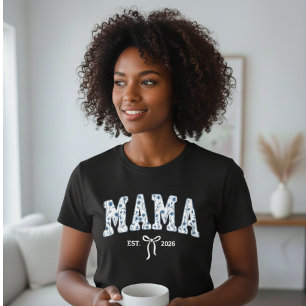 T-shirt Maman à fleurs bleues, esthétique féminine de l'un
