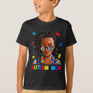 T-shirt Maman Afro-Américaine Noire Autisme Afro Sensibili