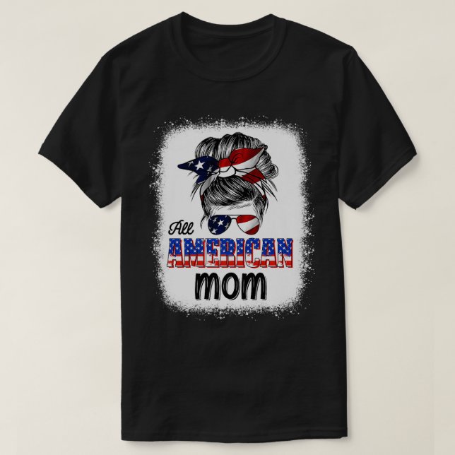 T-shirt Maman américaine 4 juillet maman patriotique  (Design devant)