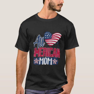 T-shirt Maman Américaine Drapeau Américain 4 Juillet