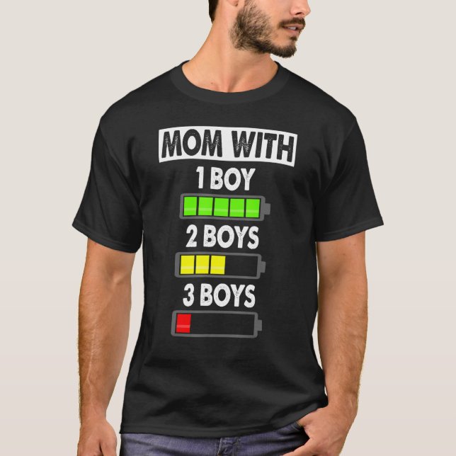 T-shirt Maman Avec Trois Garçons Batterie Vide - Maman Ave (Devant)