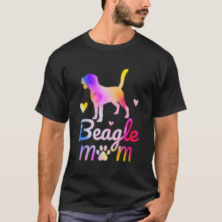 T-shirt Maman beagle Aquarelle colorée Chien Mama