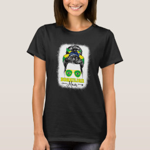 T-shirt Maman brésilienne Messy Bun Brésil Drapeau Hérite