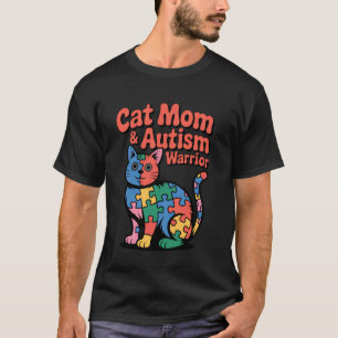 T-shirt Maman chat autiste guerrière autiste Coloré Sensib