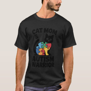 T-shirt Maman chat autiste guerrière autiste colorée sensi