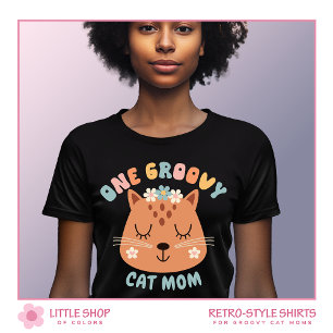 T-shirt Maman Chat Groovy de Style Rétro Personnalisé
