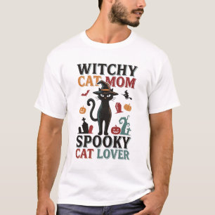 T-shirt Maman chat Halloween Design vintage sorcière amate