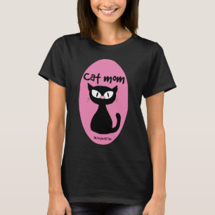 T-shirt MAMAN CHAT Mignon Chat Rose et Noir