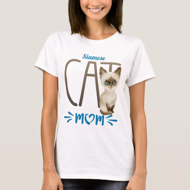T-shirt Maman Chat Siamese Cute (Devant)