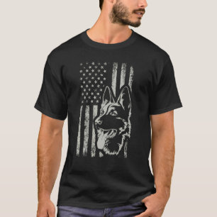 T-shirt Maman Chien Berger Allemand Drapeau Usa Rétro 4 Ju