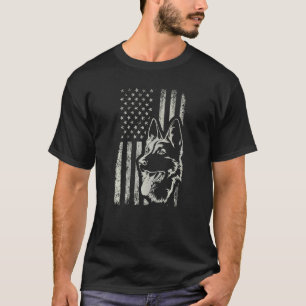 T-shirt Maman Chien Berger Allemand Drapeau Usa Rétro 4 Ju