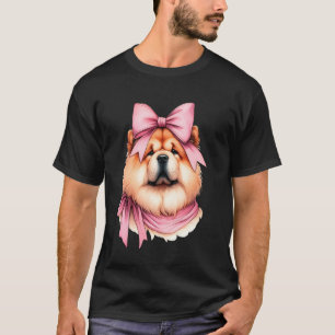 T-shirt Maman Chien Chow Chow Ruban Rose Coquette Fille