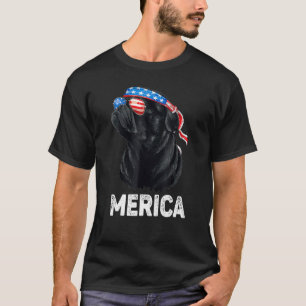 T-shirt Maman Chien Papa Chien 14 Juillet Drapeau Noir USA