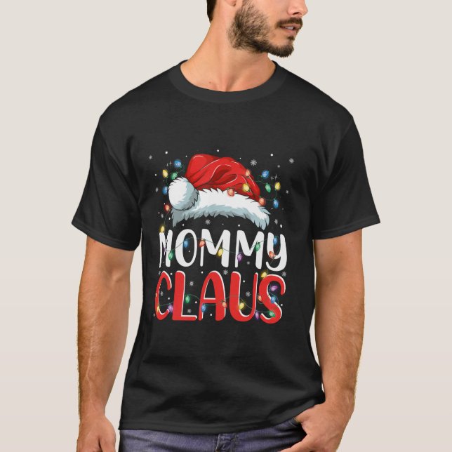 T-shirt Maman Claus Lumières de Noël Pyjama Famille Matchi (Devant)