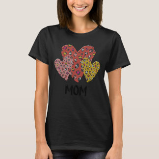 T-shirt Maman Coeurs Leopard Plaid Vlentines Garçons de jo