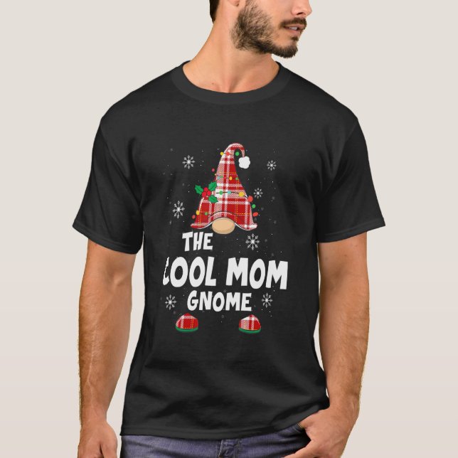 T-shirt Maman cool Gnome Buffalo Plaid Matching Family Chr (Devant)
