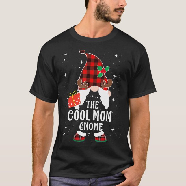 T-shirt Maman cool Gnome Buffalo Plaid Matching Family Chr (Devant)