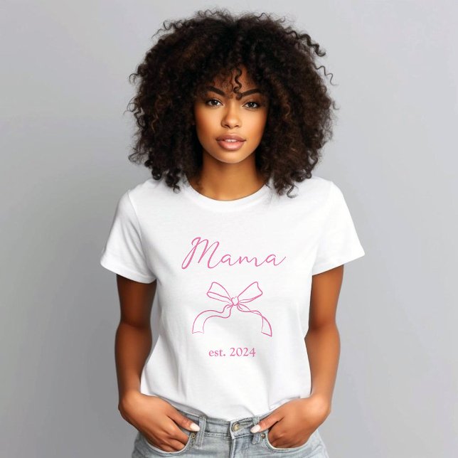 T-shirt Maman | Coquette Rose Bow et Script (Créateur téléchargé)
