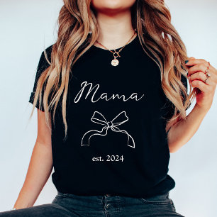 T-shirt Maman   Coquette White Bow et Script sur Black