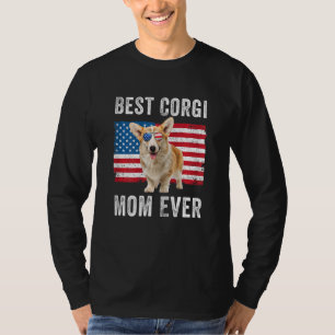 T-shirt Maman Corgi Féminin États-Unis Drapeau Américain P