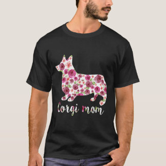 T-shirt Maman Corgi Mignon Roses Fleur Floral Fête des Mèr