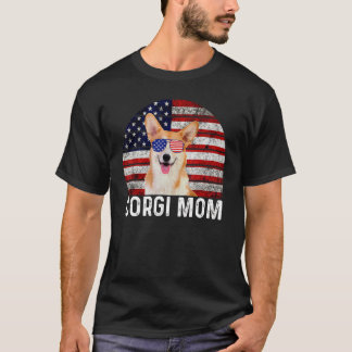 T-shirt Maman Corgi Rétro Usa 4 Juillet Lunettes de soleil