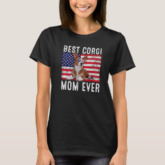 T-shirt Maman Corgi Usa Drapeau Américain Propriétaire de