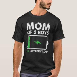 T-shirt Maman De 2 Garçons 2 Batterie Faible Sarcastique F