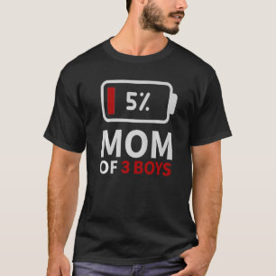T-shirt Maman de 3 Garçons faible batterie fatigué maman f