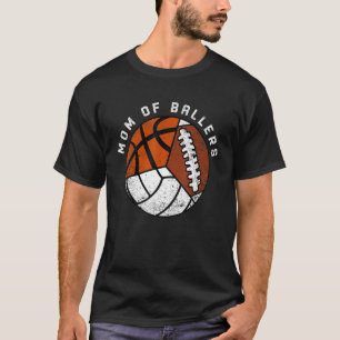 T-shirt Maman De Ballers Funny Volleyball Basketball Footb