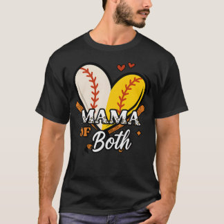 T-shirt Maman de baseball et softball à la fois Maman de j