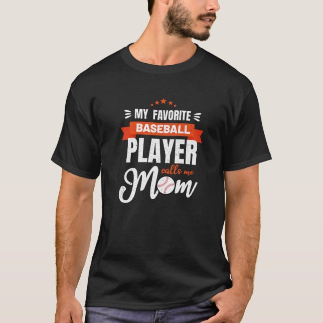 T-shirt Maman De Baseball Mon Joueur De Baseball Préféré M (Devant)