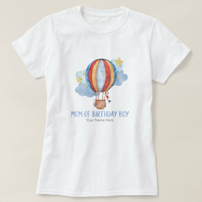 T-shirt Maman de Birthday Boy Blue Red Hot Air Balloon Sta (Design devant)