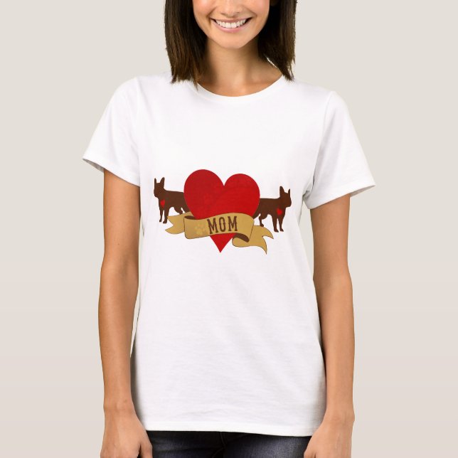 T-shirt Maman de bouledogue français [style de tatouage] (Devant)