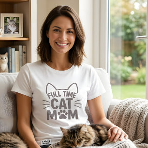 T-shirt Maman de Chat à Temps Plein Cadeau pour Amateur de
