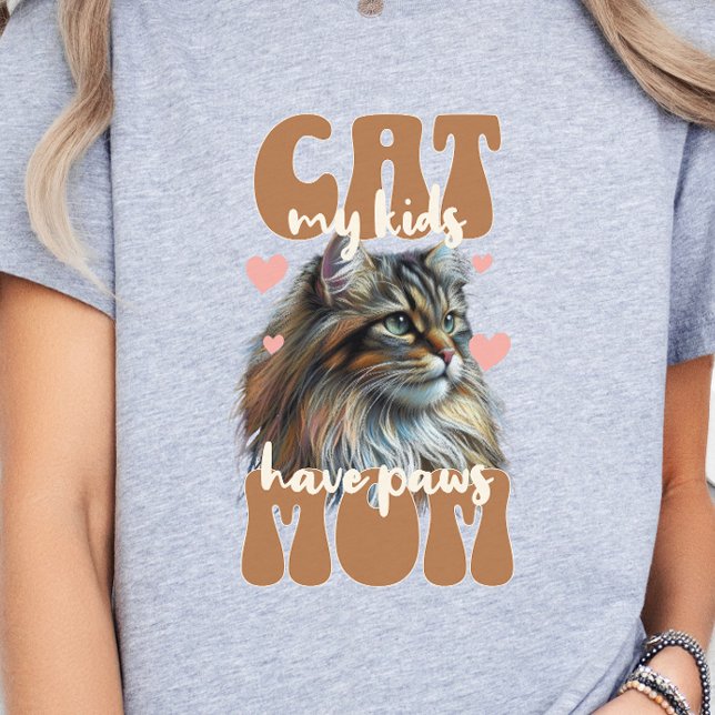 T-shirt Maman de chat, Maman de chat, Style rétro Amoureux (Cat Mom My kids have paws Retro)