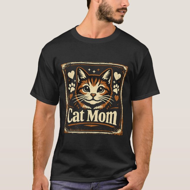 T-shirt Maman de chat – Tee de l'amour maternel félin fier (Devant)