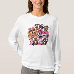 T-shirt Maman de Chien Depuis 2026   Léopard Rose