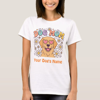 T-shirt Maman de chien personnalisée Golden Retriever Rétr