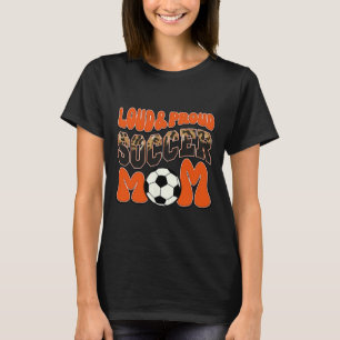 T-shirt Maman de foot bruyante et fière Équipe orange léop