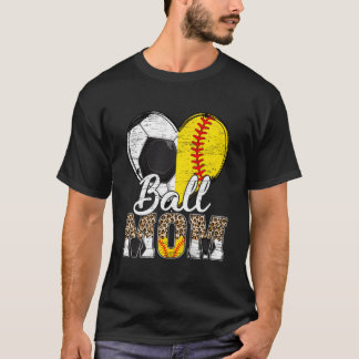 T-shirt Maman de footballeur Elle Softball Maman Léopard S