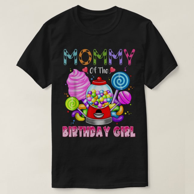 T-shirt Maman De L'Anniversaire Fille Candyland Candy Birt (Design devant)