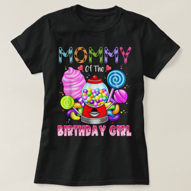 T-shirt Maman De L'Anniversaire Fille Candyland Candy Birt (Design devant)