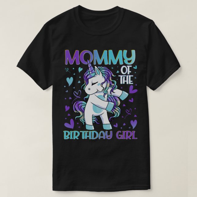 T-shirt Maman de l'anniversaire fille Flossing Unicorn Mam (Design devant)