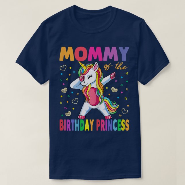 T-shirt Maman De L'Anniversaire Princesse Mère Fille Unico (Design devant)