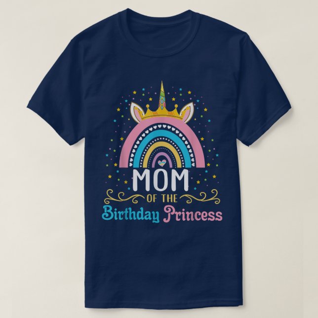 T-shirt Maman De L'Anniversaire Princesse Unicorn Boho Rai (Design devant)