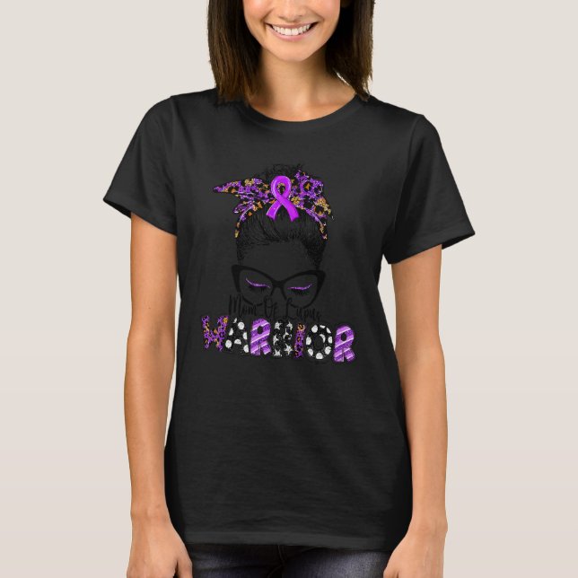 T-shirt Maman De Lupus Warrior Messy Bun Lupus Sensibilisa (Devant)