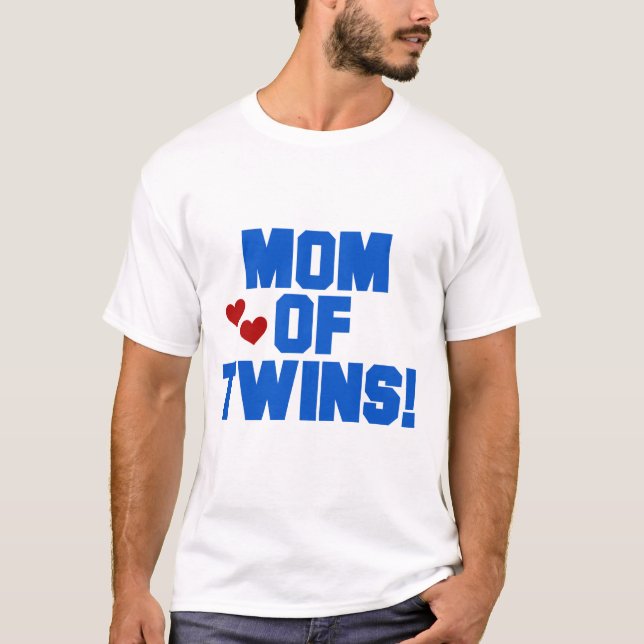 T-shirt Maman de maillots et cadeaux Twins-Blue Text (Devant)