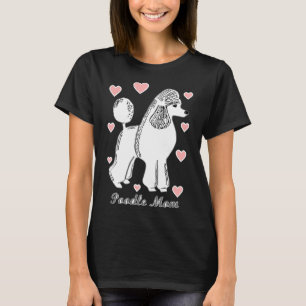 T-shirt Maman De Poodle En Scoop Rose Et Blanc Fabriqué