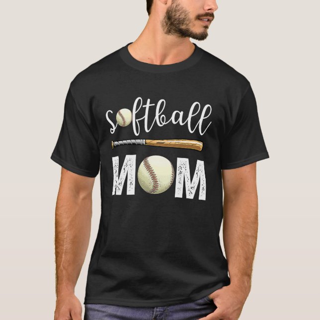 T-shirt Maman de softball baseball coll Fête des Mères Sof (Devant)